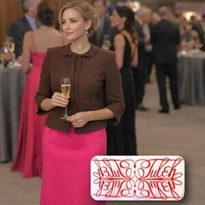 TULEH Brown Fringe Wool Blend Evening Jacket